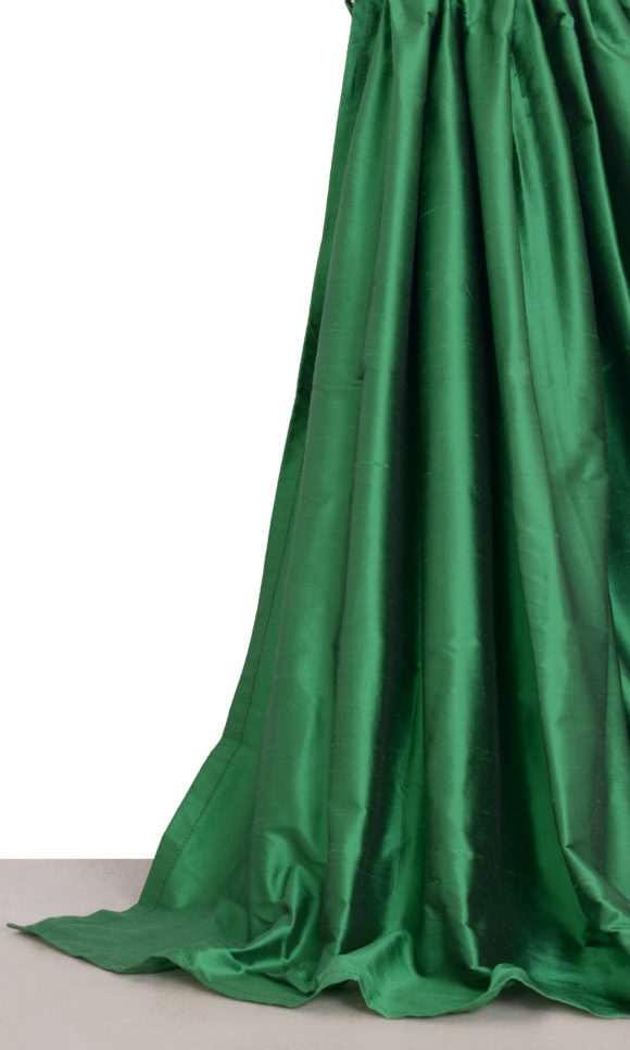 Plain Shantung Silk Custom Drapery Online I Emerald Green I Spiffy Spools