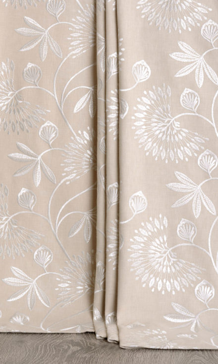 'Dessin' Natural Custom Curtains (Wheat Beige/ White)