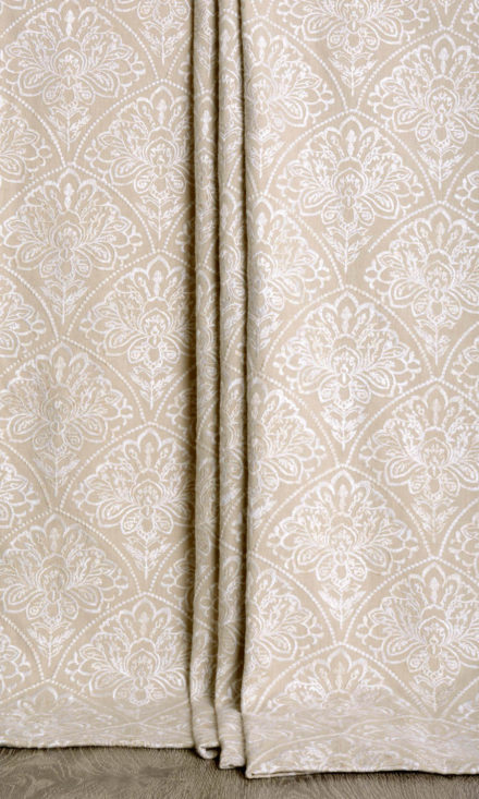'Corak' Embroidered Curtains/ Drapes (Oatmeal Beige/ White)