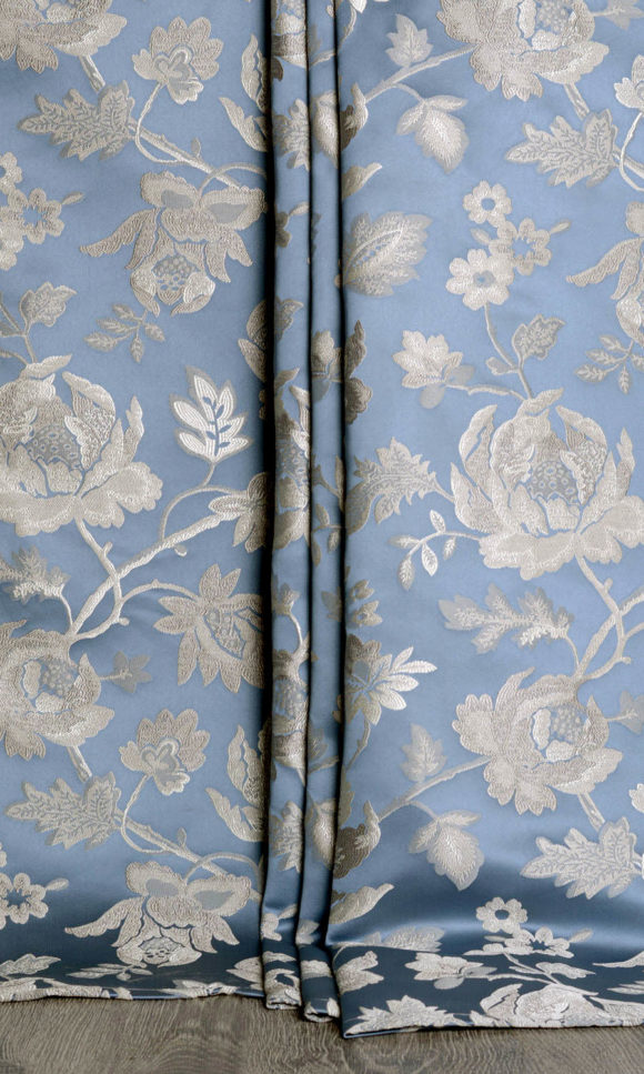 Bespoke Patterned Curtain Panels Online I Indigo Blue/ Gr-eige I Spiffy ...