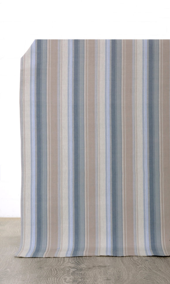 'Relaxed Navy' Made to Measure Cotton Drapes (Blue/ Brown)