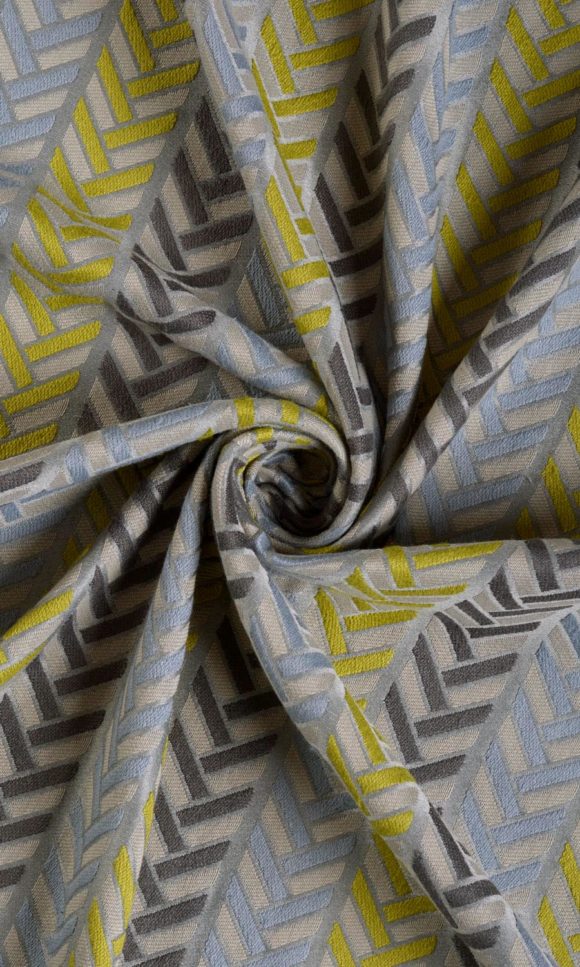 Horizontal Herringbone Pattern Curtains Online I Grey/ Yellow I Spiffy ...