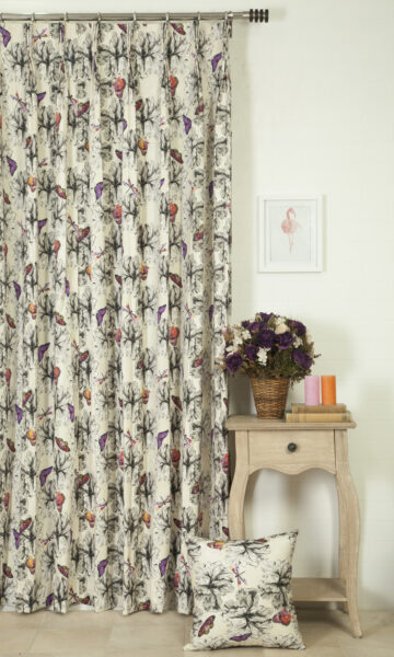 Floral Printed Custom Drapes & Cushion