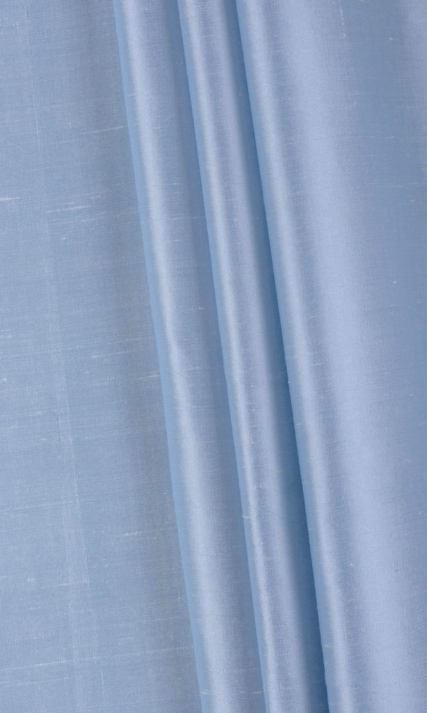 Plain Shantung Silk Custom Curtains Online I Steel Blue I Spiffy Spools