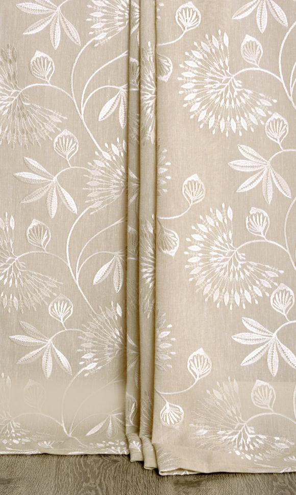 'Ameraldo' Natural Semi Sheer Curtains (Wheat Beige/ White)