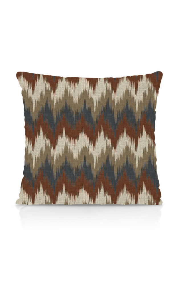 'La Uribe' Chevron Patterned Ikat Drapes (Rust Orange/ Blue)