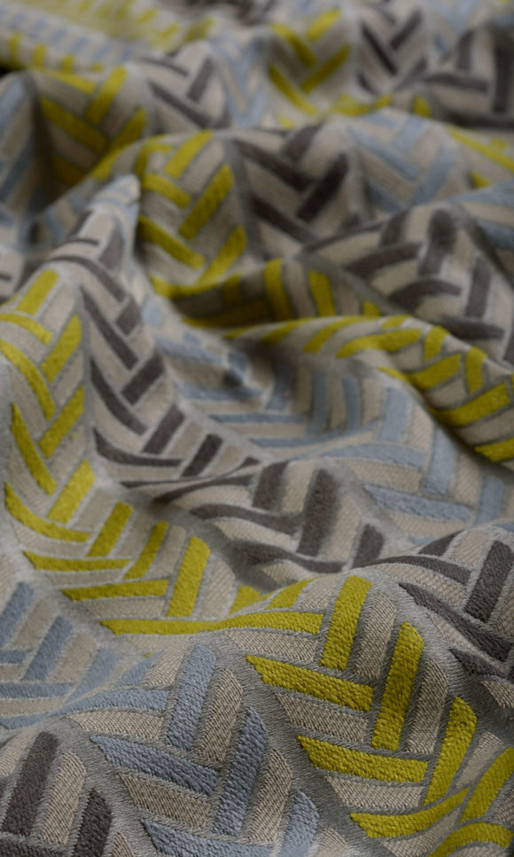 Horizontal Herringbone Pattern Curtains Online I Grey/ Yellow I Spiffy ...