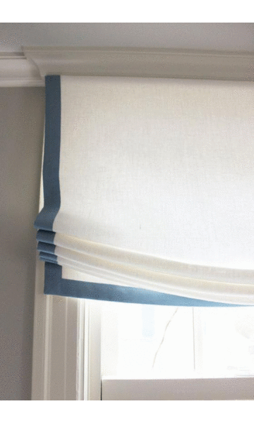 White Sheer Window Shade With Grosgrain Trim