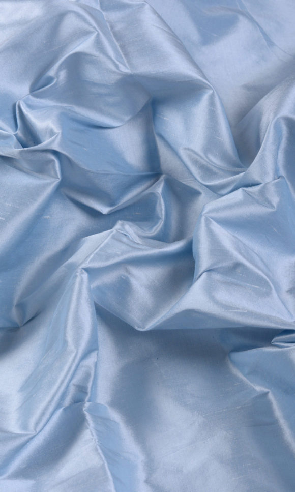 'Okean' Plain Shantung Silk Custom Curtains (Steel Blue)