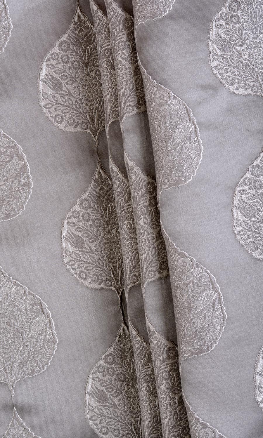 'Baski' Ogee Patterned Custom Curtains/ Drapes (Pale Gray)