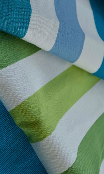 'Tidal Wave' Custom Cotton Window Curtains (Blue/ Green)