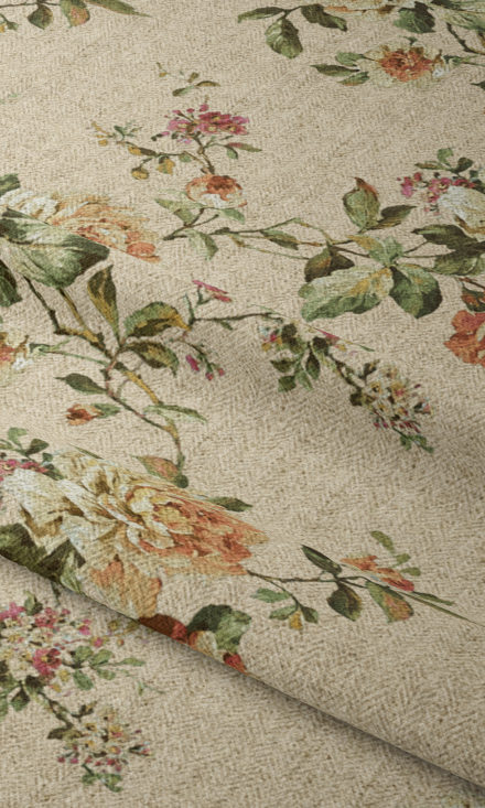 Modern Country Floral Panels Online I Yellow I Spiffy Spools