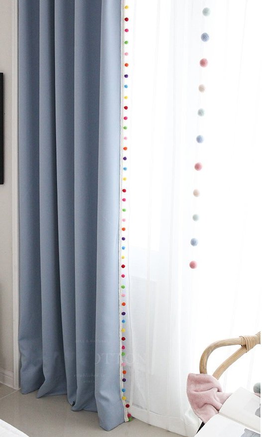 Multicolored Luxury Pom Pom Trim for Drapes & Curtains (9 Colors)