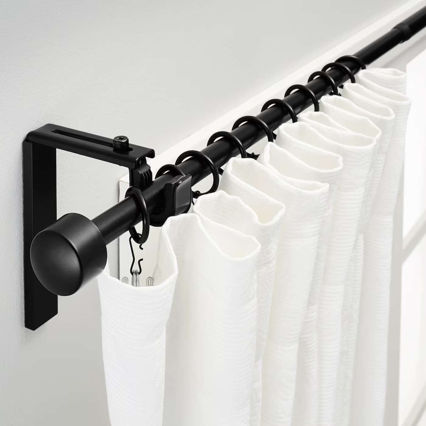 How To Put Curtains Over Blinds Spiffy Spools Shop Now   Raecka Curtain Rod Combination Black  0893999 Pe361955 S5 