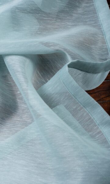 'Spring Sky' Textured Sheer/ Voile Bespoke Drapes (Light Blue) - Image 6