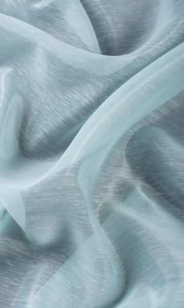 'Spring Sky' Textured Sheer/ Voile Bespoke Drapes (Light Blue) - Image 5