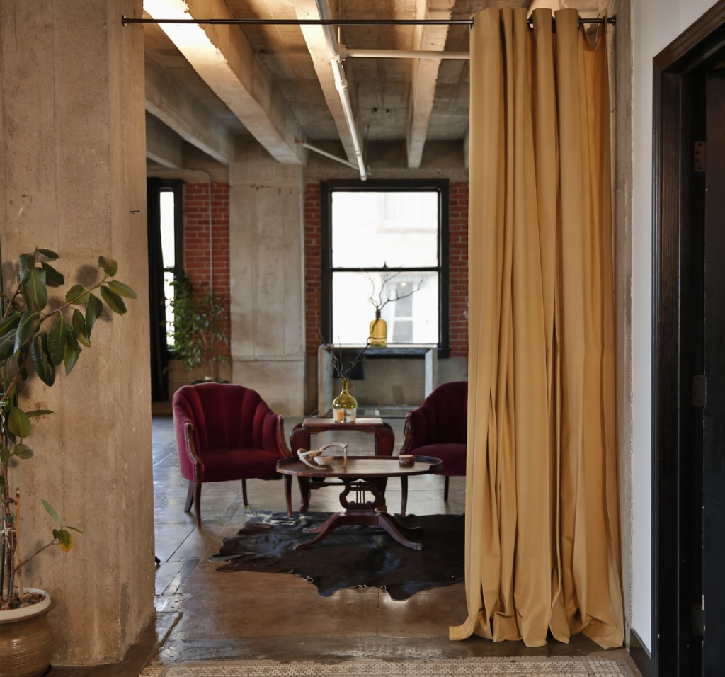 Industrial style beige curtains