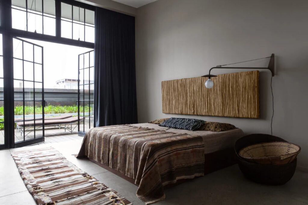 Textured textile in an industrial style bedroom