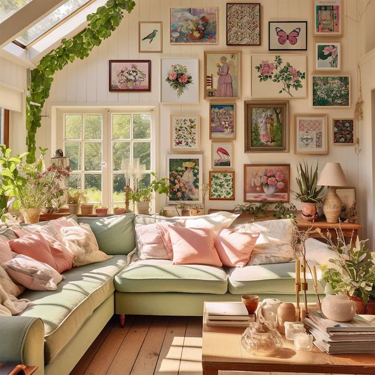 Cottage style eclectic living room