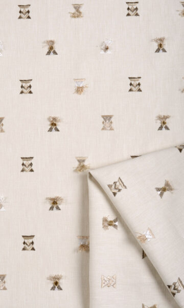 'Patroon' Fabric Swatch (Beige/ Brown/ White)