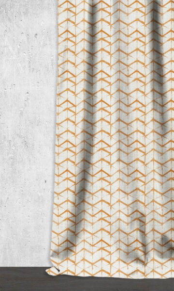 'Sundance' Fabric by the Yard (White/ Orange/ Brown)