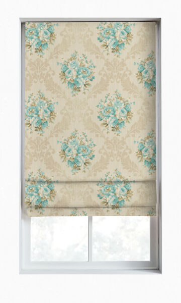 'Half Moon Caye' Floral Dimout Bespoke Curtains (Blue/ Ivory) - Image 2